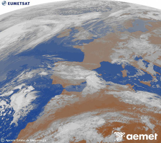 Imaxe da zona de Europa e Norte de �frica da canle infravermella do sat�lite Meteosat operacional en 0�N 0�W, procesada para darlle cor.&nbsp;s�bado , 21 marzo  2026 08:00