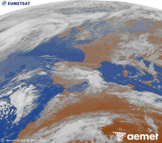 Imaxe da zona de Europa e Norte de �frica da canle infravermella do sat�lite Meteosat operacional en 0�N 0�W, procesada para darlle cor.&nbsp;s�bado , 21 marzo  2026 09:00