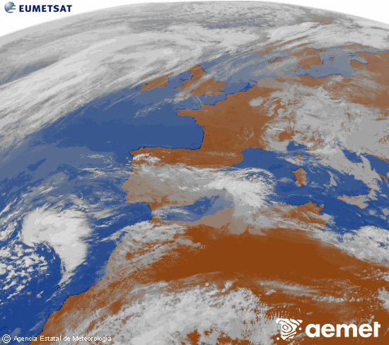 Imaxe da zona de Europa e Norte de �frica da canle infravermella do sat�lite Meteosat operacional en 0�N 0�W, procesada para darlle cor.&nbsp;s�bado , 21 marzo  2026 13:00