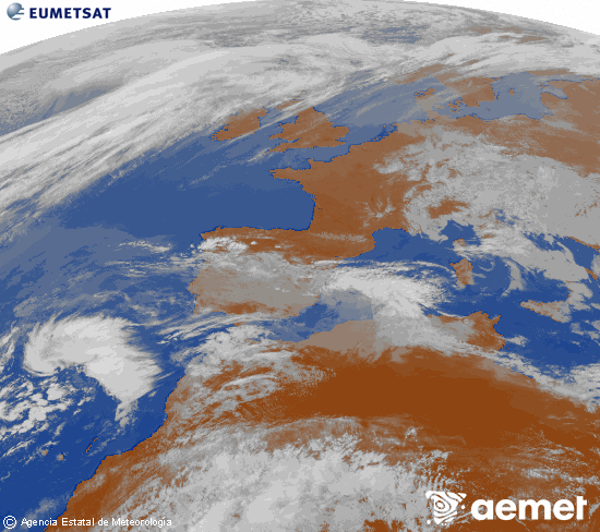 Imaxe da zona de Europa e Norte de �frica da canle infravermella do sat�lite Meteosat operacional en 0�N 0�W, procesada para darlle cor.&nbsp;s�bado , 21 marzo  2026 15:00