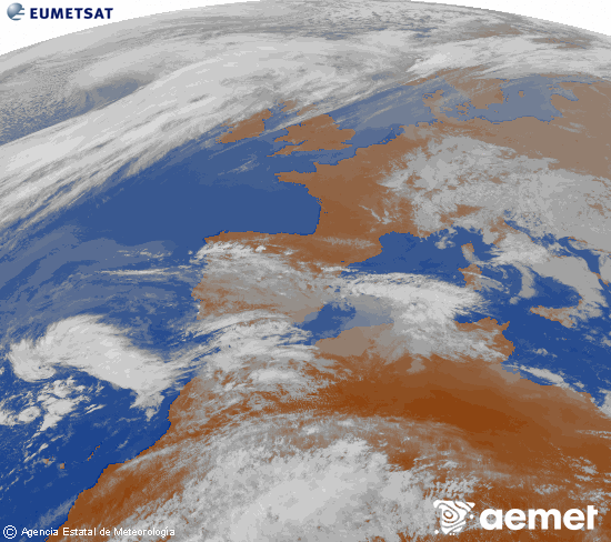 Imaxe da zona de Europa e Norte de �frica da canle infravermella do sat�lite Meteosat operacional en 0�N 0�W, procesada para darlle cor.&nbsp;s�bado , 21 marzo  2026 17:00
