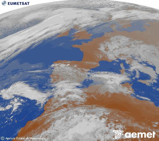 Imaxe da zona de Europa e Norte de �frica da canle infravermella do sat�lite Meteosat operacional en 0�N 0�W, procesada para darlle cor.&nbsp;s�bado , 21 marzo  2026 18:00