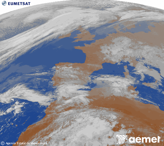 Imaxe da zona de Europa e Norte de �frica da canle infravermella do sat�lite Meteosat operacional en 0�N 0�W, procesada para darlle cor.&nbsp;s�bado , 21 marzo  2026 19:00