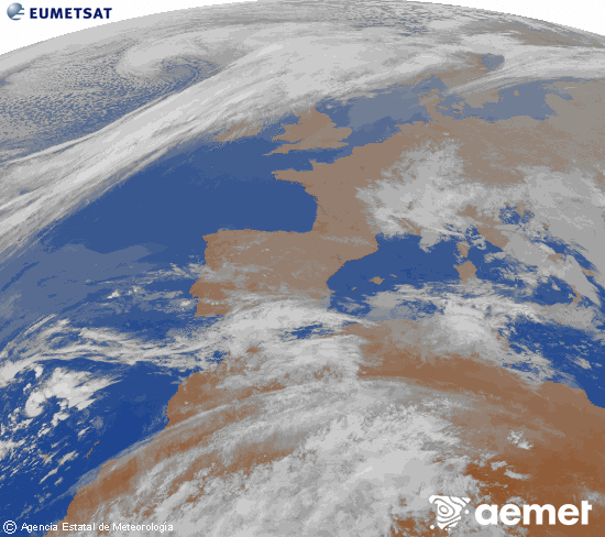 Imaxe da zona de Europa e Norte de �frica da canle infravermella do sat�lite Meteosat operacional en 0�N 0�W, procesada para darlle cor.&nbsp;s�bado , 21 marzo  2026 22:00