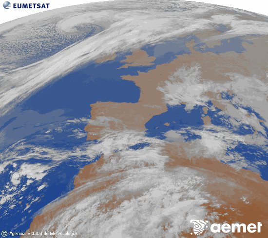 Imaxe da zona de Europa e Norte de �frica da canle infravermella do sat�lite Meteosat operacional en 0�N 0�W, procesada para darlle cor.&nbsp;s�bado , 21 marzo  2026 23:00