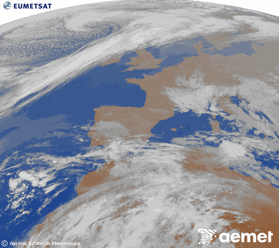 Imaxe da zona de Europa e Norte de �frica da canle infravermella do sat�lite Meteosat operacional en 0�N 0�W, procesada para darlle cor.&nbsp;domingo, 22 marzo  2026 01:00
