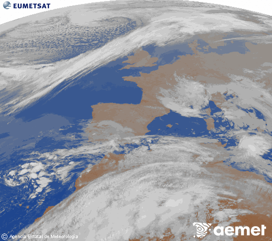 Imaxe da zona de Europa e Norte de �frica da canle infravermella do sat�lite Meteosat operacional en 0�N 0�W, procesada para darlle cor.&nbsp;domingo, 22 marzo  2026 05:00