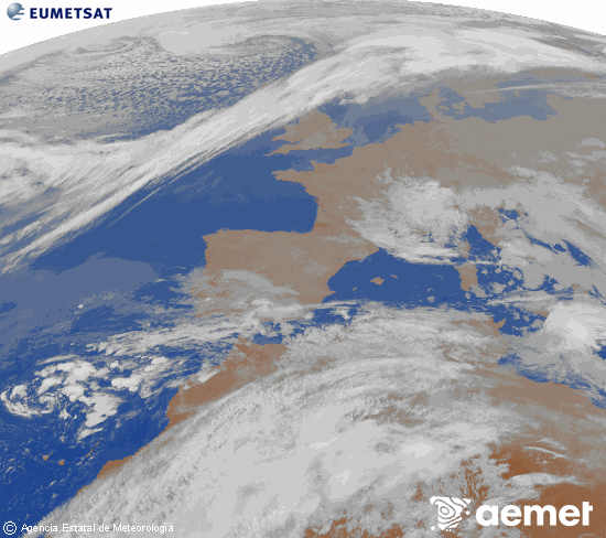 Imaxe da zona de Europa e Norte de �frica da canle infravermella do sat�lite Meteosat operacional en 0�N 0�W, procesada para darlle cor.&nbsp;domingo, 22 marzo  2026 06:00