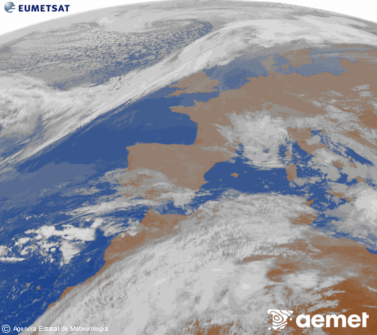 Imaxe da zona de Europa e Norte de �frica da canle infravermella do sat�lite Meteosat operacional en 0�N 0�W, procesada para darlle cor.&nbsp;domingo, 22 marzo  2026 08:00