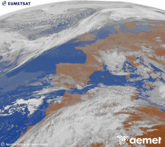 Imaxe da zona de Europa e Norte de �frica da canle infravermella do sat�lite Meteosat operacional en 0�N 0�W, procesada para darlle cor.&nbsp;domingo, 22 marzo  2026 09:00