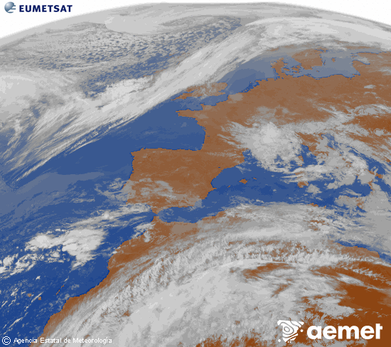 Imaxe da zona de Europa e Norte de �frica da canle infravermella do sat�lite Meteosat operacional en 0�N 0�W, procesada para darlle cor.&nbsp;domingo, 22 marzo  2026 11:00