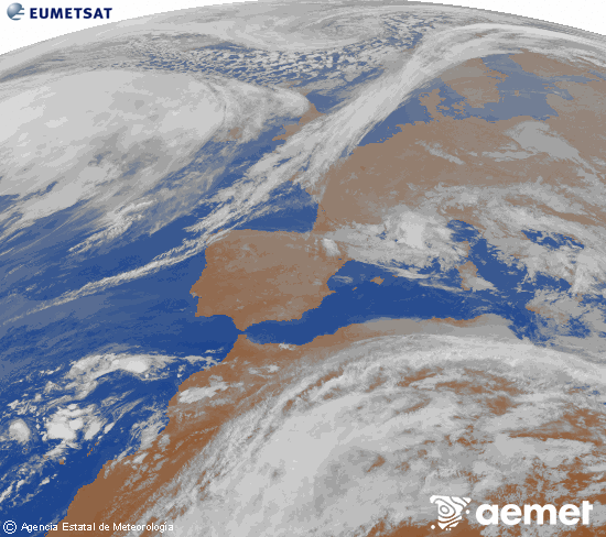 Imaxe da zona de Europa e Norte de �frica da canle infravermella do sat�lite Meteosat operacional en 0�N 0�W, procesada para darlle cor.&nbsp;domingo, 22 marzo  2026 21:00