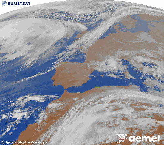 Imaxe da zona de Europa e Norte de �frica da canle infravermella do sat�lite Meteosat operacional en 0�N 0�W, procesada para darlle cor.&nbsp;domingo, 22 marzo  2026 22:00