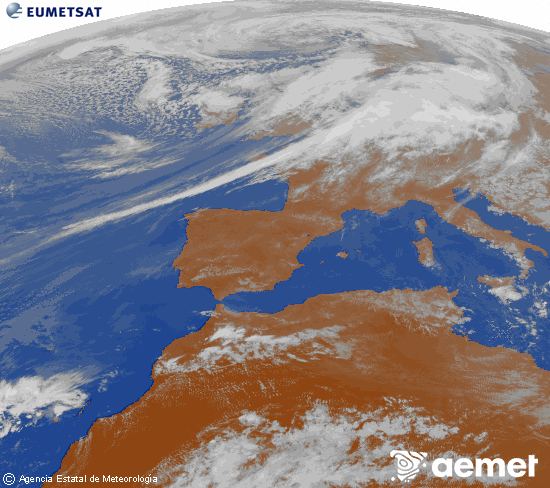 Imaxe da zona de Europa e Norte de �frica da canle infravermella do sat�lite Meteosat operacional en 0�N 0�W, procesada para darlle cor.&nbsp;martes, 24 marzo  2026 17:00