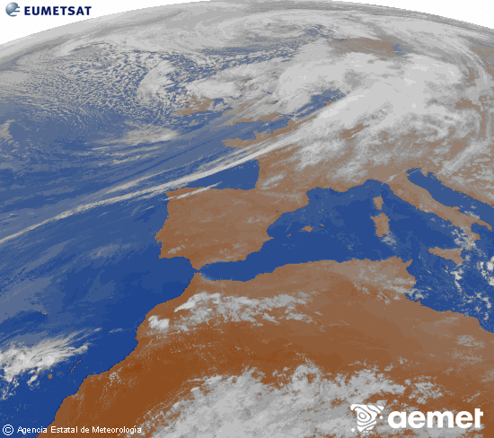 Imaxe da zona de Europa e Norte de �frica da canle infravermella do sat�lite Meteosat operacional en 0�N 0�W, procesada para darlle cor.&nbsp;martes, 24 marzo  2026 19:00