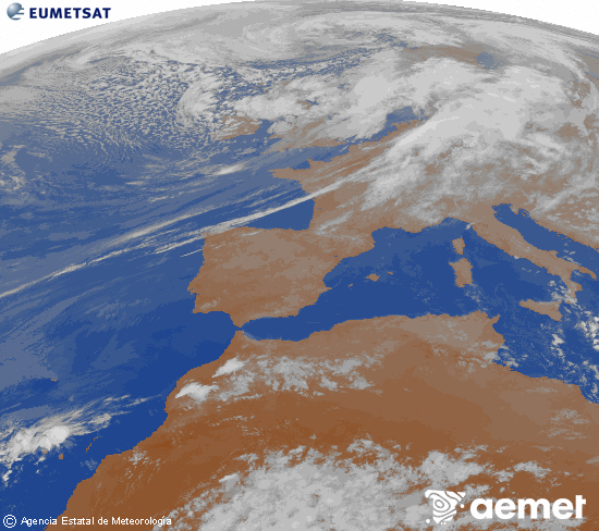 Imaxe da zona de Europa e Norte de �frica da canle infravermella do sat�lite Meteosat operacional en 0�N 0�W, procesada para darlle cor.&nbsp;martes, 24 marzo  2026 20:00