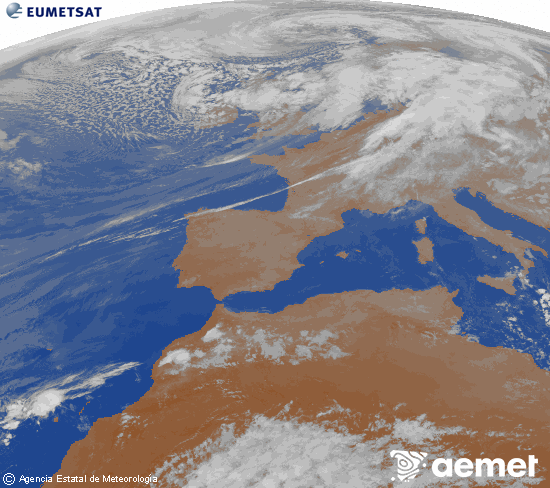 Imaxe da zona de Europa e Norte de �frica da canle infravermella do sat�lite Meteosat operacional en 0�N 0�W, procesada para darlle cor.&nbsp;martes, 24 marzo  2026 21:00