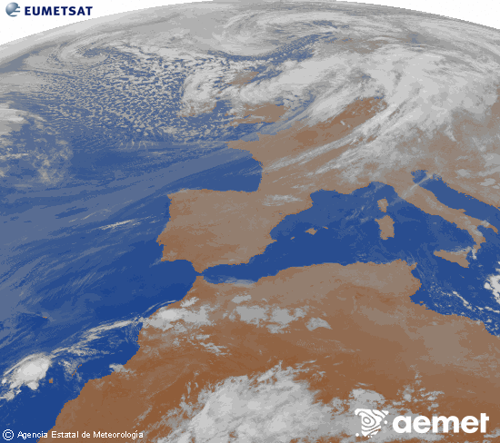 Imaxe da zona de Europa e Norte de �frica da canle infravermella do sat�lite Meteosat operacional en 0�N 0�W, procesada para darlle cor.&nbsp;m�rcores, 25 marzo  2026 00:00