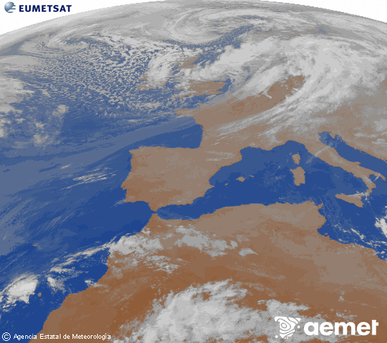 Imaxe da zona de Europa e Norte de �frica da canle infravermella do sat�lite Meteosat operacional en 0�N 0�W, procesada para darlle cor.&nbsp;m�rcores, 25 marzo  2026 01:00