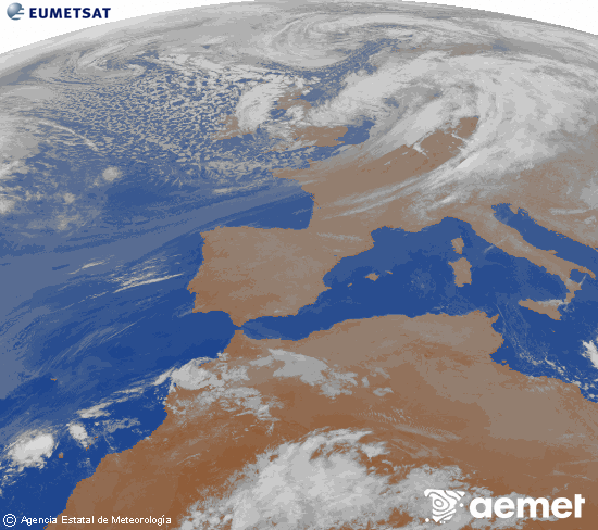 Imaxe da zona de Europa e Norte de �frica da canle infravermella do sat�lite Meteosat operacional en 0�N 0�W, procesada para darlle cor.&nbsp;m�rcores, 25 marzo  2026 02:00