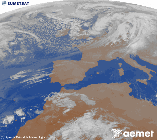 Imaxe da zona de Europa e Norte de �frica da canle infravermella do sat�lite Meteosat operacional en 0�N 0�W, procesada para darlle cor.&nbsp;m�rcores, 25 marzo  2026 05:00