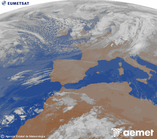Imaxe da zona de Europa e Norte de �frica da canle infravermella do sat�lite Meteosat operacional en 0�N 0�W, procesada para darlle cor.&nbsp;m�rcores, 25 marzo  2026 06:00