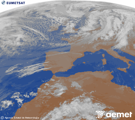 Imaxe da zona de Europa e Norte de �frica da canle infravermella do sat�lite Meteosat operacional en 0�N 0�W, procesada para darlle cor.&nbsp;m�rcores, 25 marzo  2026 08:00