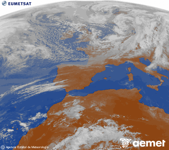 Imaxe da zona de Europa e Norte de �frica da canle infravermella do sat�lite Meteosat operacional en 0�N 0�W, procesada para darlle cor.&nbsp;m�rcores, 25 marzo  2026 11:00