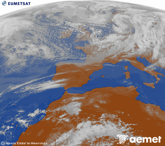Imaxe da zona de Europa e Norte de �frica da canle infravermella do sat�lite Meteosat operacional en 0�N 0�W, procesada para darlle cor.&nbsp;m�rcores, 25 marzo  2026 12:00
