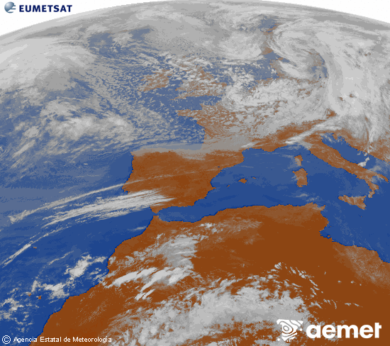 Imaxe da zona de Europa e Norte de �frica da canle infravermella do sat�lite Meteosat operacional en 0�N 0�W, procesada para darlle cor.&nbsp;m�rcores, 25 marzo  2026 14:00