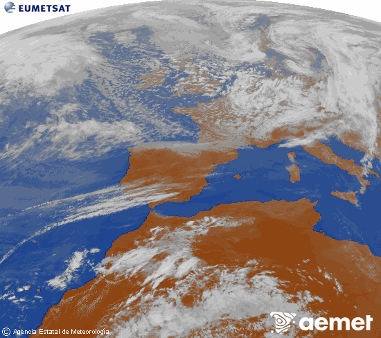 Imaxe da zona de Europa e Norte de �frica da canle infravermella do sat�lite Meteosat operacional en 0�N 0�W, procesada para darlle cor.&nbsp;m�rcores, 25 marzo  2026 16:00