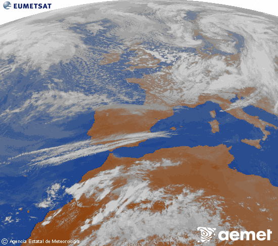 Imaxe da zona de Europa e Norte de �frica da canle infravermella do sat�lite Meteosat operacional en 0�N 0�W, procesada para darlle cor.&nbsp;m�rcores, 25 marzo  2026 18:00