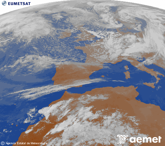 Imaxe da zona de Europa e Norte de �frica da canle infravermella do sat�lite Meteosat operacional en 0�N 0�W, procesada para darlle cor.&nbsp;m�rcores, 25 marzo  2026 19:00