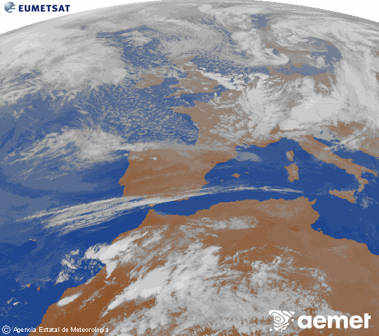 Imaxe da zona de Europa e Norte de �frica da canle infravermella do sat�lite Meteosat operacional en 0�N 0�W, procesada para darlle cor.&nbsp;m�rcores, 25 marzo  2026 20:00