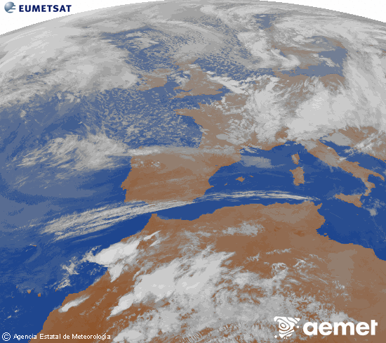 Imaxe da zona de Europa e Norte de �frica da canle infravermella do sat�lite Meteosat operacional en 0�N 0�W, procesada para darlle cor.&nbsp;m�rcores, 25 marzo  2026 21:00