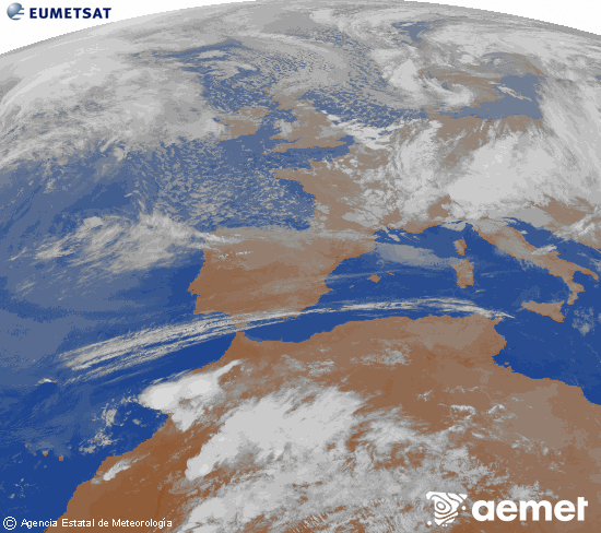 Imaxe da zona de Europa e Norte de �frica da canle infravermella do sat�lite Meteosat operacional en 0�N 0�W, procesada para darlle cor.&nbsp;m�rcores, 25 marzo  2026 22:00