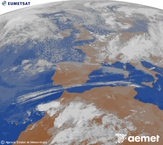Imaxe da zona de Europa e Norte de �frica da canle infravermella do sat�lite Meteosat operacional en 0�N 0�W, procesada para darlle cor.&nbsp;m�rcores, 25 marzo  2026 23:00