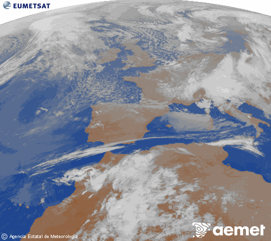 Imaxe da zona de Europa e Norte de �frica da canle infravermella do sat�lite Meteosat operacional en 0�N 0�W, procesada para darlle cor.&nbsp;xoves, 26 marzo  2026 03:00