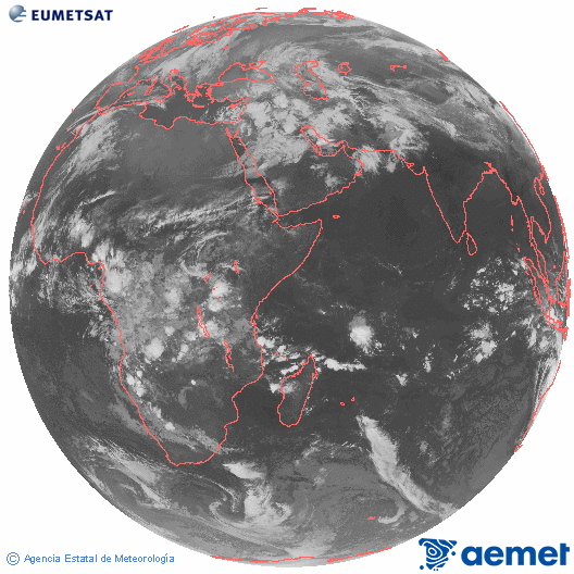Oc�ano �ndico. Imagen global del canal infrarrojo (10.8&mu;m) de Meteosat, perteneciente a la serie MSG (Meteosat Segunda Generaci�n) y situado en 41.5° E.&nbsp;osteguna, 2026ko martxoak 26, ordua: 04:00