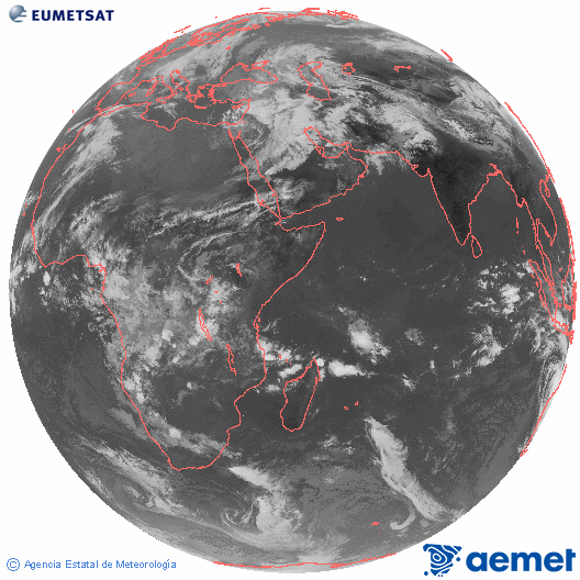 Oc�ano �ndico. Imagen global del canal infrarrojo (10.8&mu;m) de Meteosat, perteneciente a la serie MSG (Meteosat Segunda Generaci�n) y situado en 41.5° E.&nbsp;osteguna, 2026ko martxoak 26, ordua: 07:00