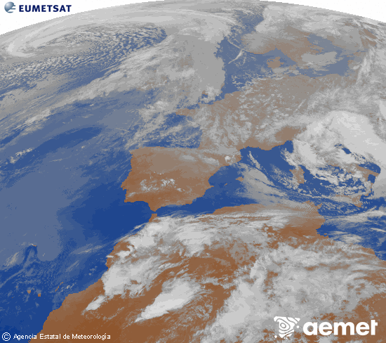 Imaxe da zona de Europa e Norte de �frica da canle infravermella do sat�lite Meteosat operacional en 0�N 0�W, procesada para darlle cor.&nbsp;xoves, 26 marzo  2026 20:00