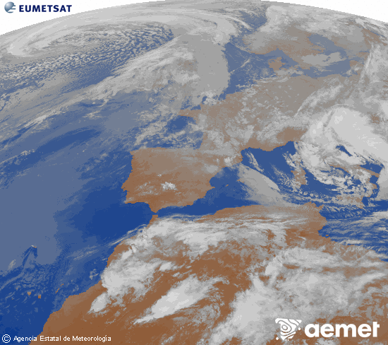 Imaxe da zona de Europa e Norte de �frica da canle infravermella do sat�lite Meteosat operacional en 0�N 0�W, procesada para darlle cor.&nbsp;xoves, 26 marzo  2026 21:00