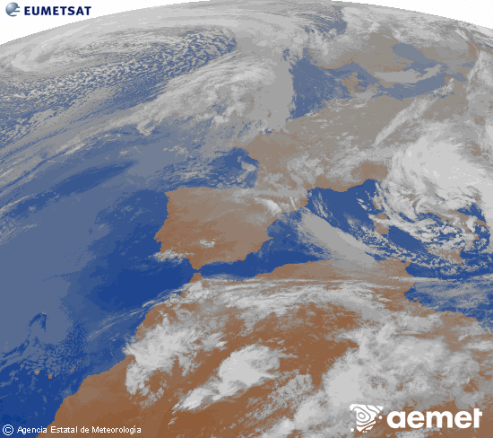 Imaxe da zona de Europa e Norte de �frica da canle infravermella do sat�lite Meteosat operacional en 0�N 0�W, procesada para darlle cor.&nbsp;xoves, 26 marzo  2026 23:00