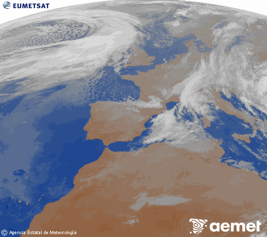 Imaxe da zona de Europa e Norte de �frica da canle infravermella do sat�lite Meteosat operacional en 0�N 0�W, procesada para darlle cor.&nbsp;domingo, 29 marzo  2026 03:00