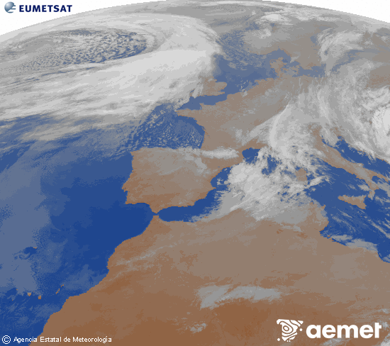 Imaxe da zona de Europa e Norte de �frica da canle infravermella do sat�lite Meteosat operacional en 0�N 0�W, procesada para darlle cor.&nbsp;domingo, 29 marzo  2026 05:00