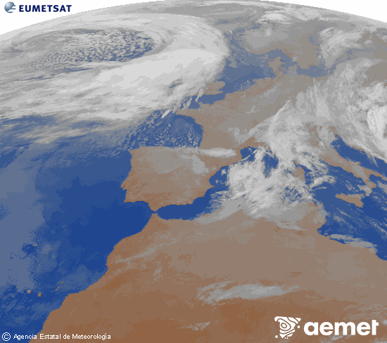 Imaxe da zona de Europa e Norte de �frica da canle infravermella do sat�lite Meteosat operacional en 0�N 0�W, procesada para darlle cor.&nbsp;domingo, 29 marzo  2026 06:00