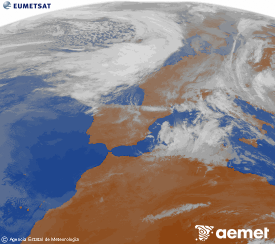 Imaxe da zona de Europa e Norte de �frica da canle infravermella do sat�lite Meteosat operacional en 0�N 0�W, procesada para darlle cor.&nbsp;domingo, 29 marzo  2026 11:00