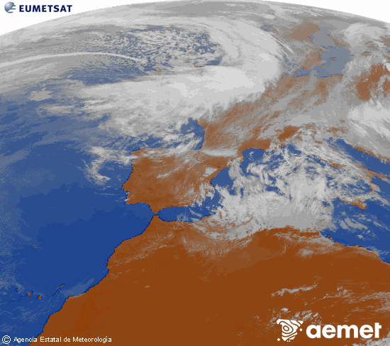 Imaxe da zona de Europa e Norte de �frica da canle infravermella do sat�lite Meteosat operacional en 0�N 0�W, procesada para darlle cor.&nbsp;domingo, 29 marzo  2026 15:00