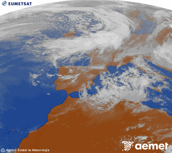 Imaxe da zona de Europa e Norte de �frica da canle infravermella do sat�lite Meteosat operacional en 0�N 0�W, procesada para darlle cor.&nbsp;domingo, 29 marzo  2026 17:00