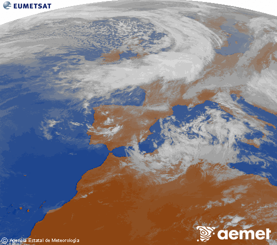Imaxe da zona de Europa e Norte de �frica da canle infravermella do sat�lite Meteosat operacional en 0�N 0�W, procesada para darlle cor.&nbsp;domingo, 29 marzo  2026 18:00
